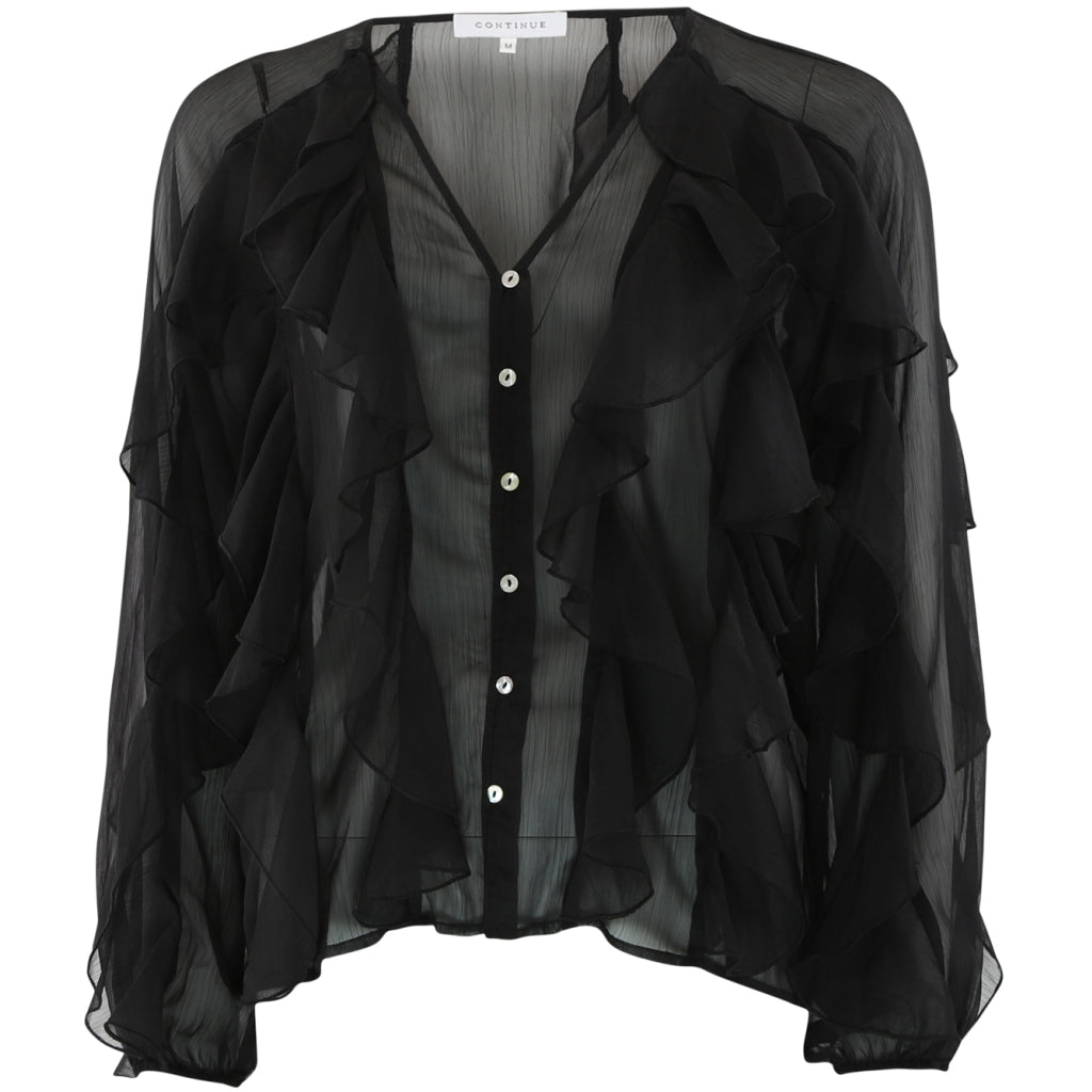 Continue CPH Lissa Flounce Bluse Sort