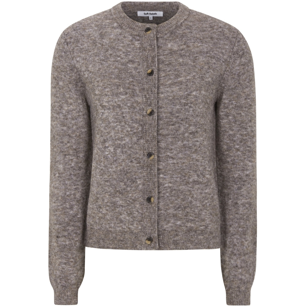 Soft Rebels Allison O-Neck Strik Cardigan Demitasse Melange Grå