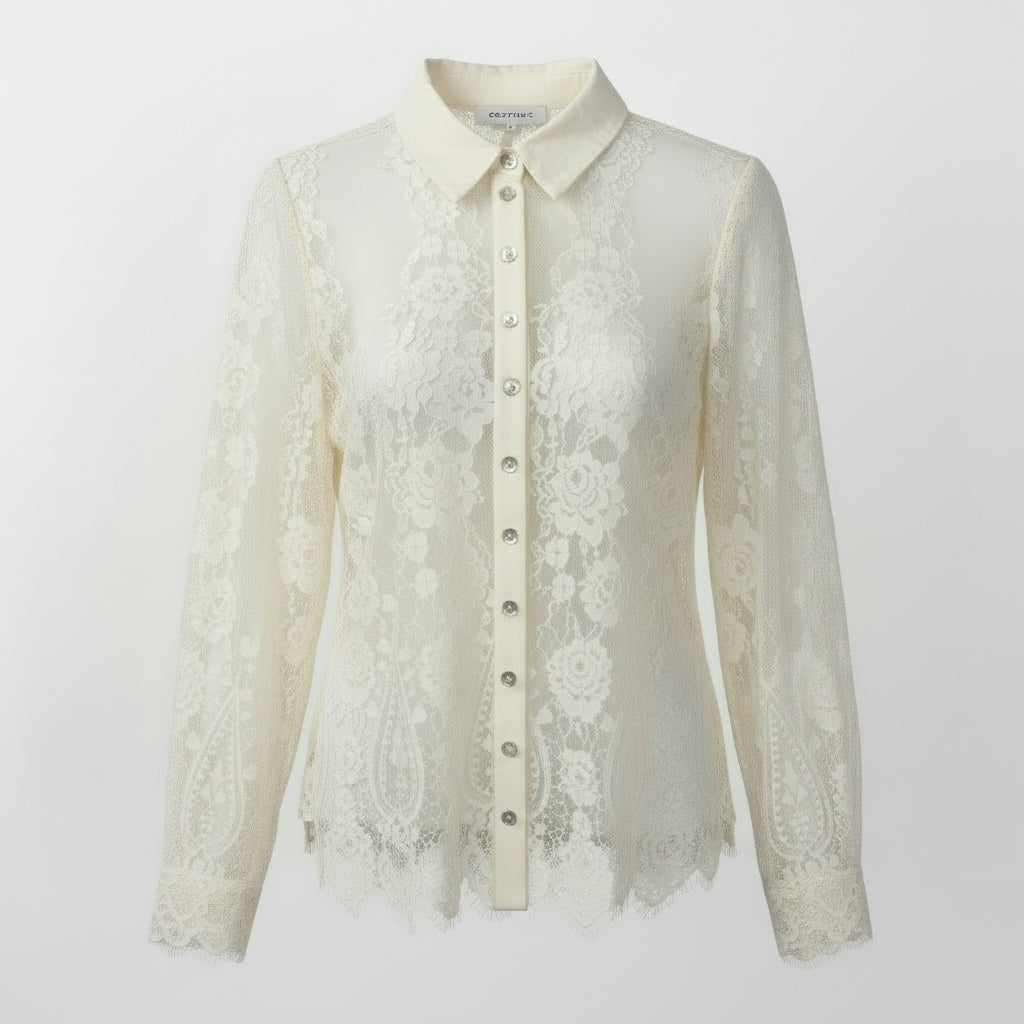 Continue CPH Paloma Lace Skjorte Off White