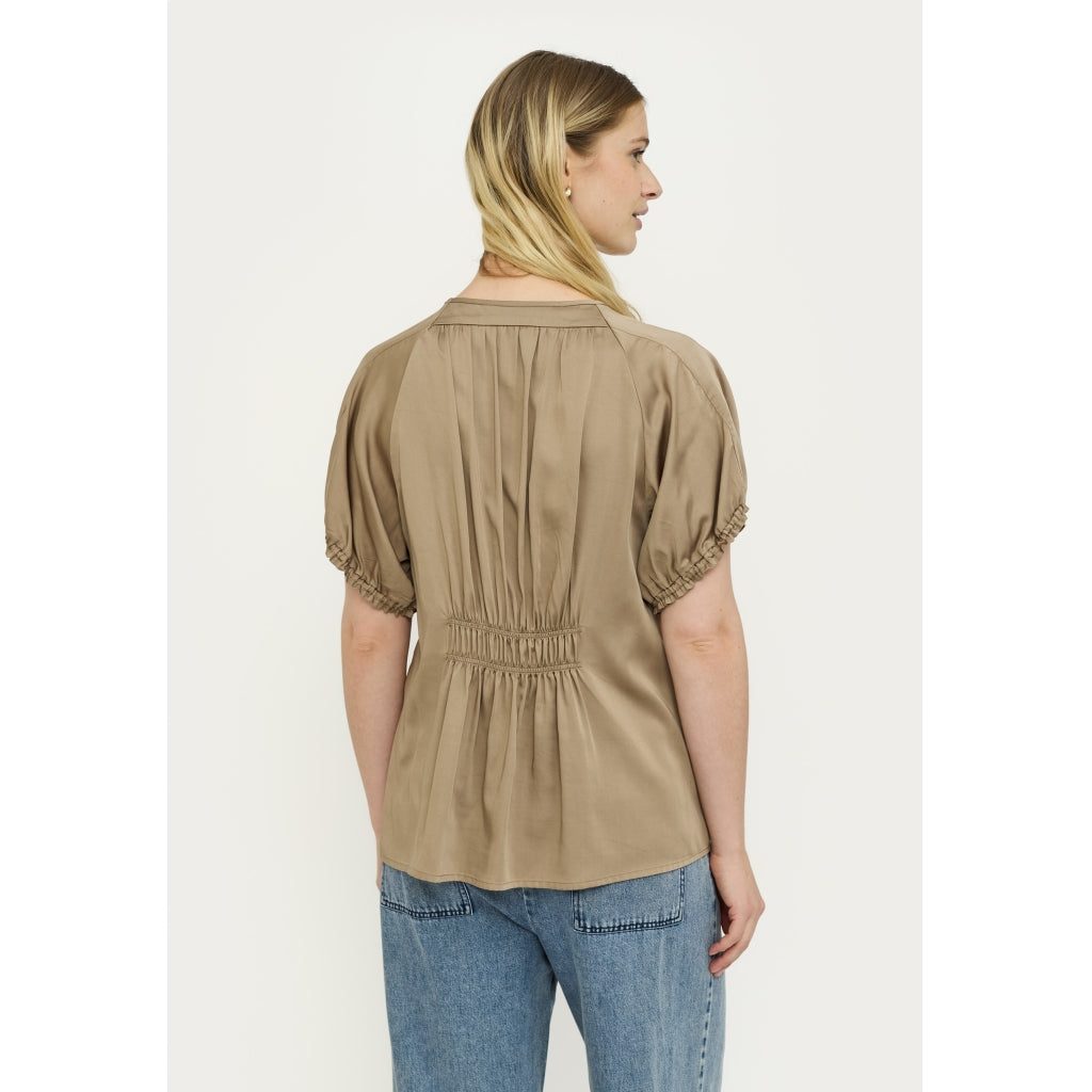 Soft Rebels Jedda Bluse Kortærmet Greige Brun