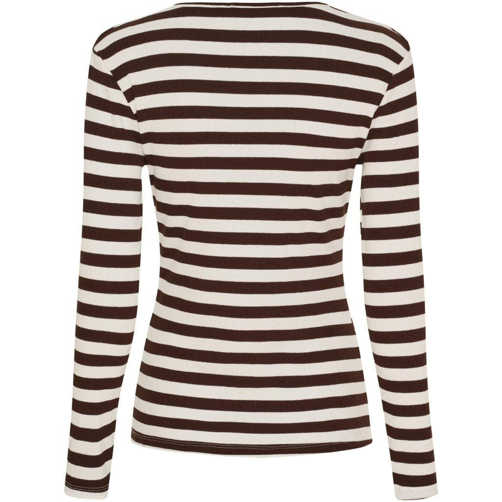 Marta Du Chateau Begonia T-shirt Langærmet Stribet Moro Brun