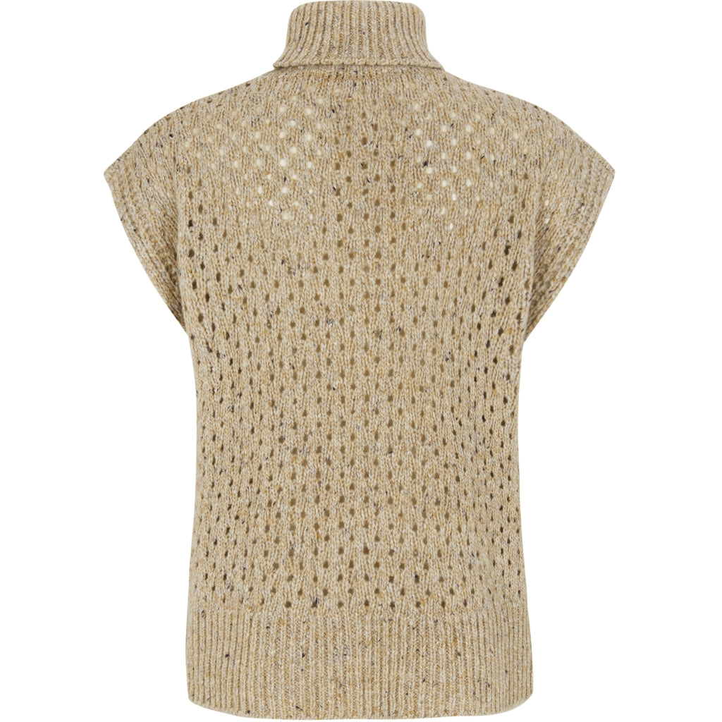 Soft Rebels Sila Highneck Strik Vest Taos Taupe