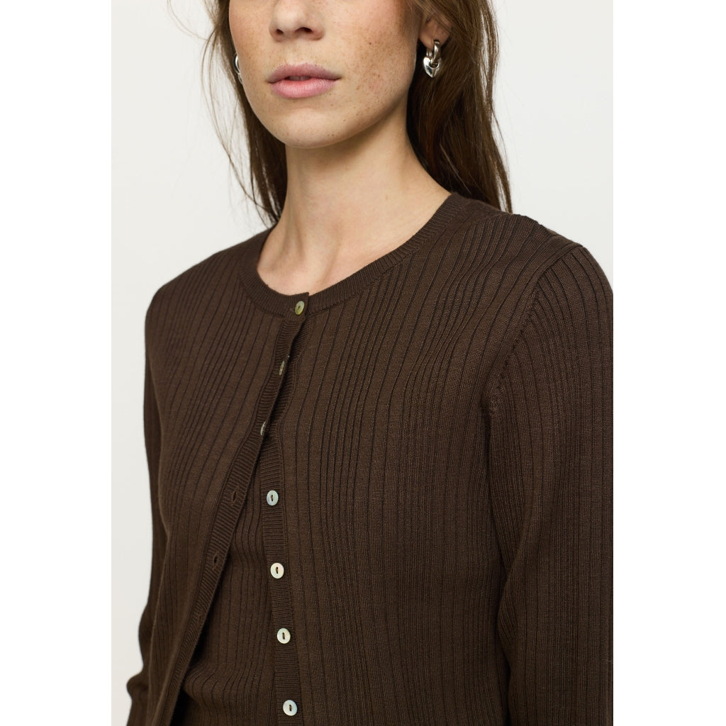 Soft Rebels Aitla Strik Cardigan Slate Brun