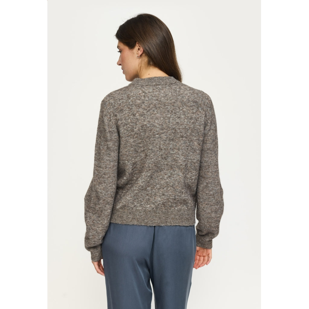 Soft Rebels Allison O-Neck Strik Cardigan Demitasse Melange Grå