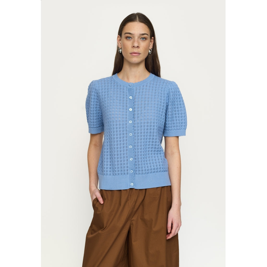 Soft Rebels Alarice Strik Cardigan Kortærmet Forever Blå