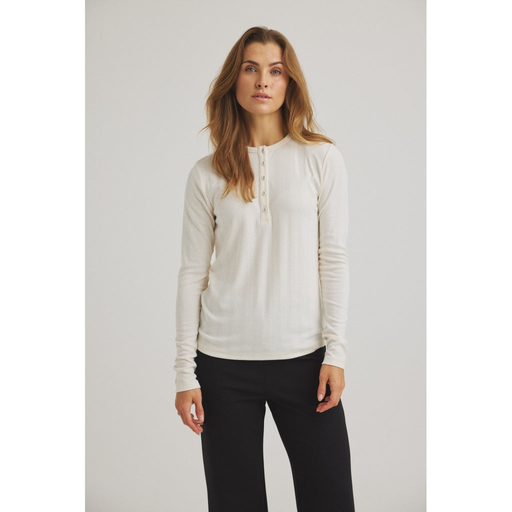 One Two Ambutto Pointelle T-shirt Ecru Hvid