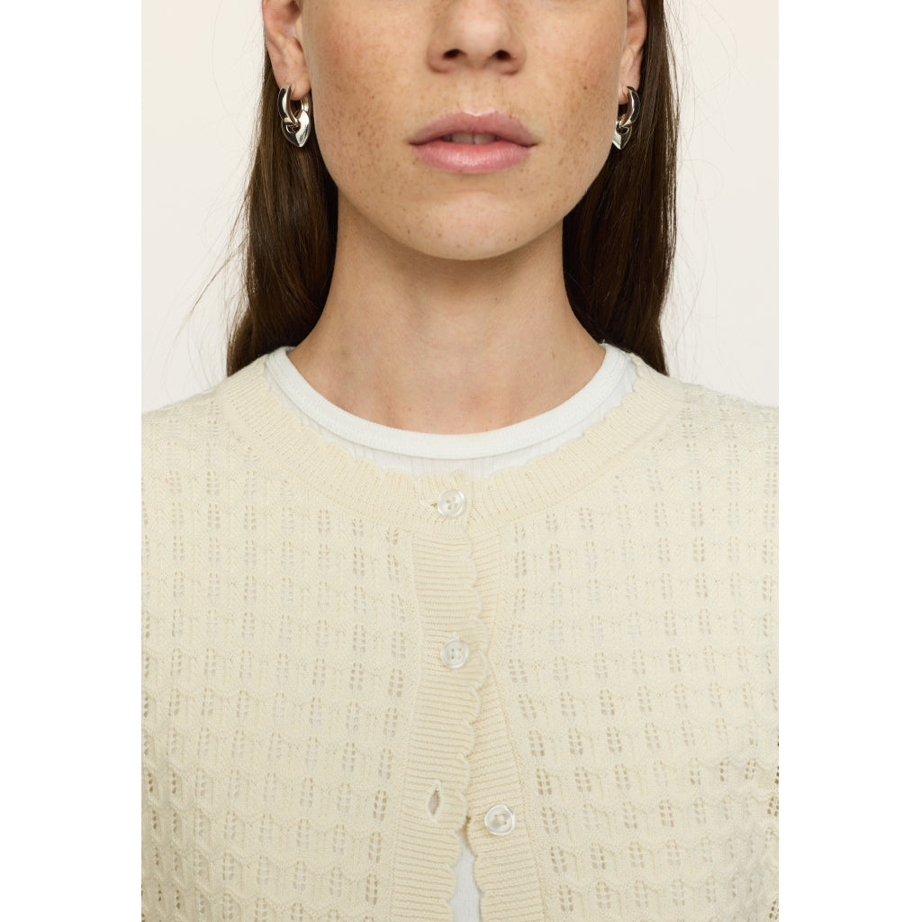 Soft Rebels Alarice Strik Cardigan Kortærmet Artic Wolf Creme