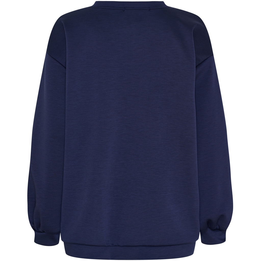 Marta Du Chateau Hibiscus Sweatshirt Navy Sky Blå