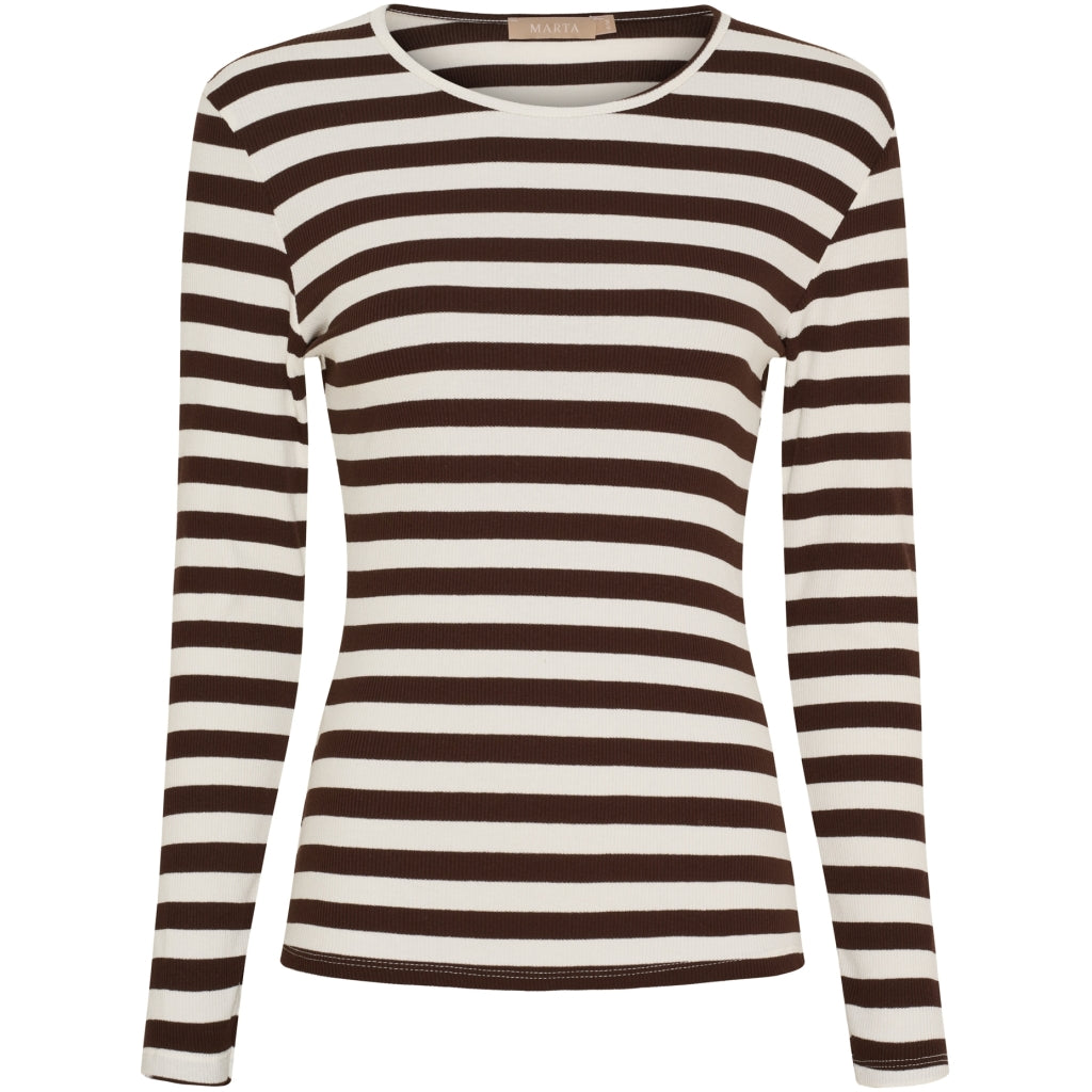 Marta Du Chateau Begonia T-shirt Langærmet Stribet Moro Brun