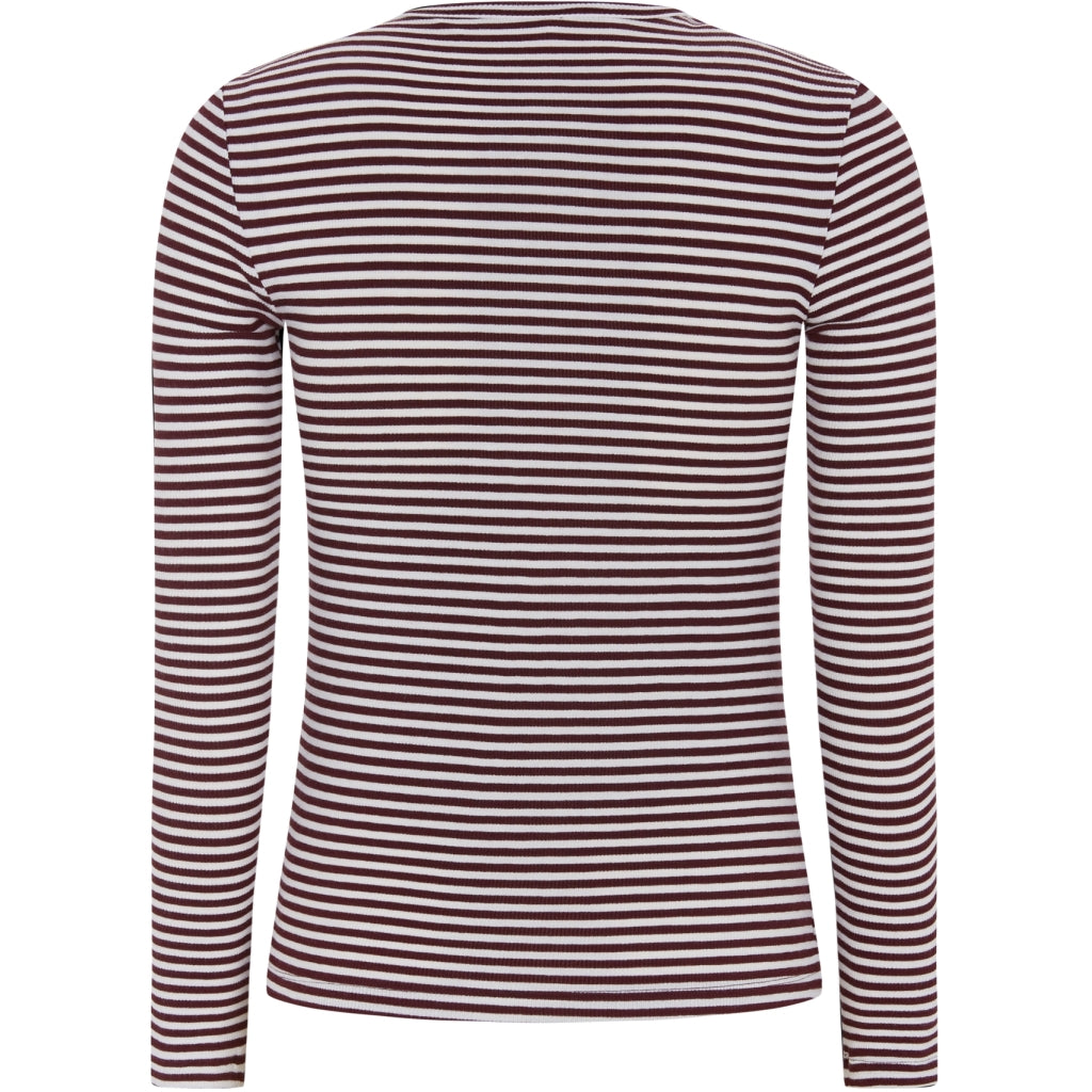 Soft Rebels Fenja Top Stribet O-Neck Vinyard Wine Rød