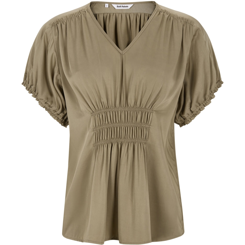 Soft Rebels Jedda Bluse Kortærmet Greige Brun