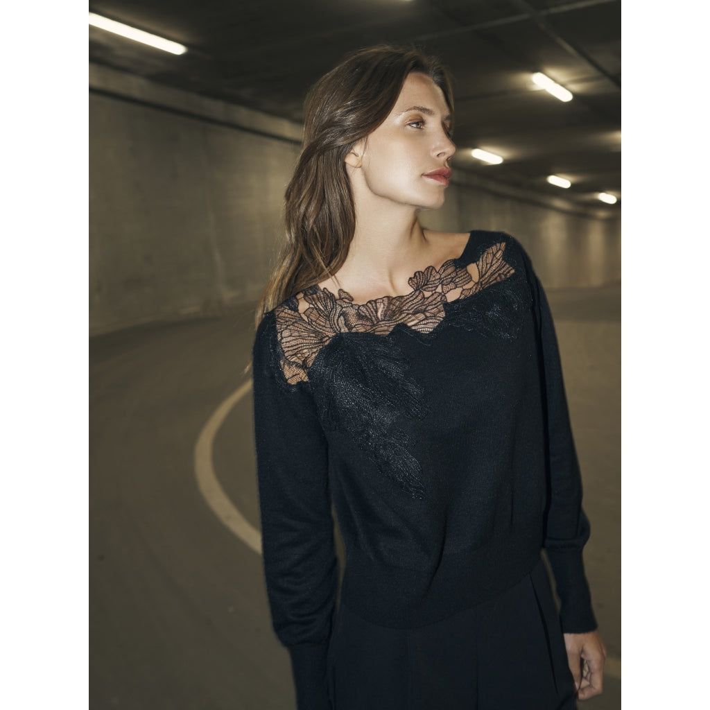 Nü Denmark Bobbi Strik Bluse Sort