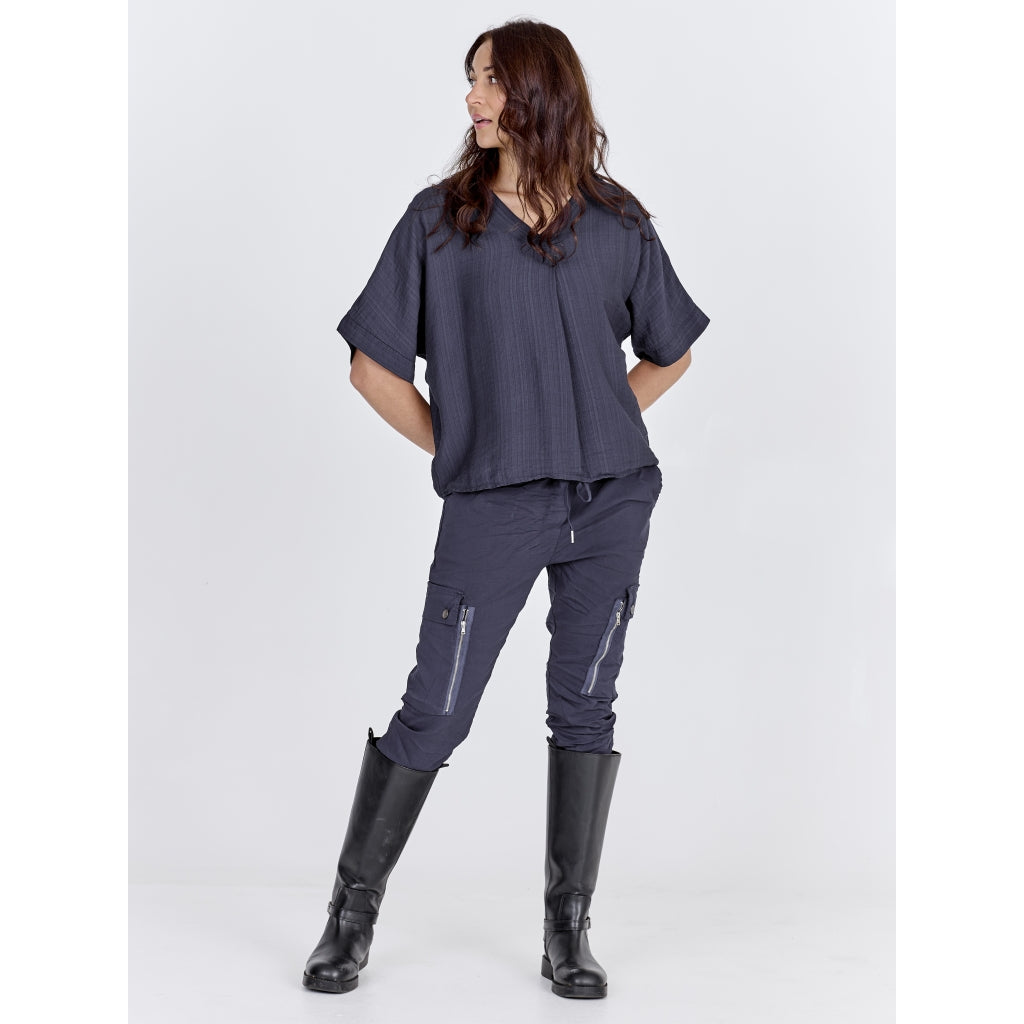 Nü Denmark Cinda Bluse Kortærmet Navy Blå