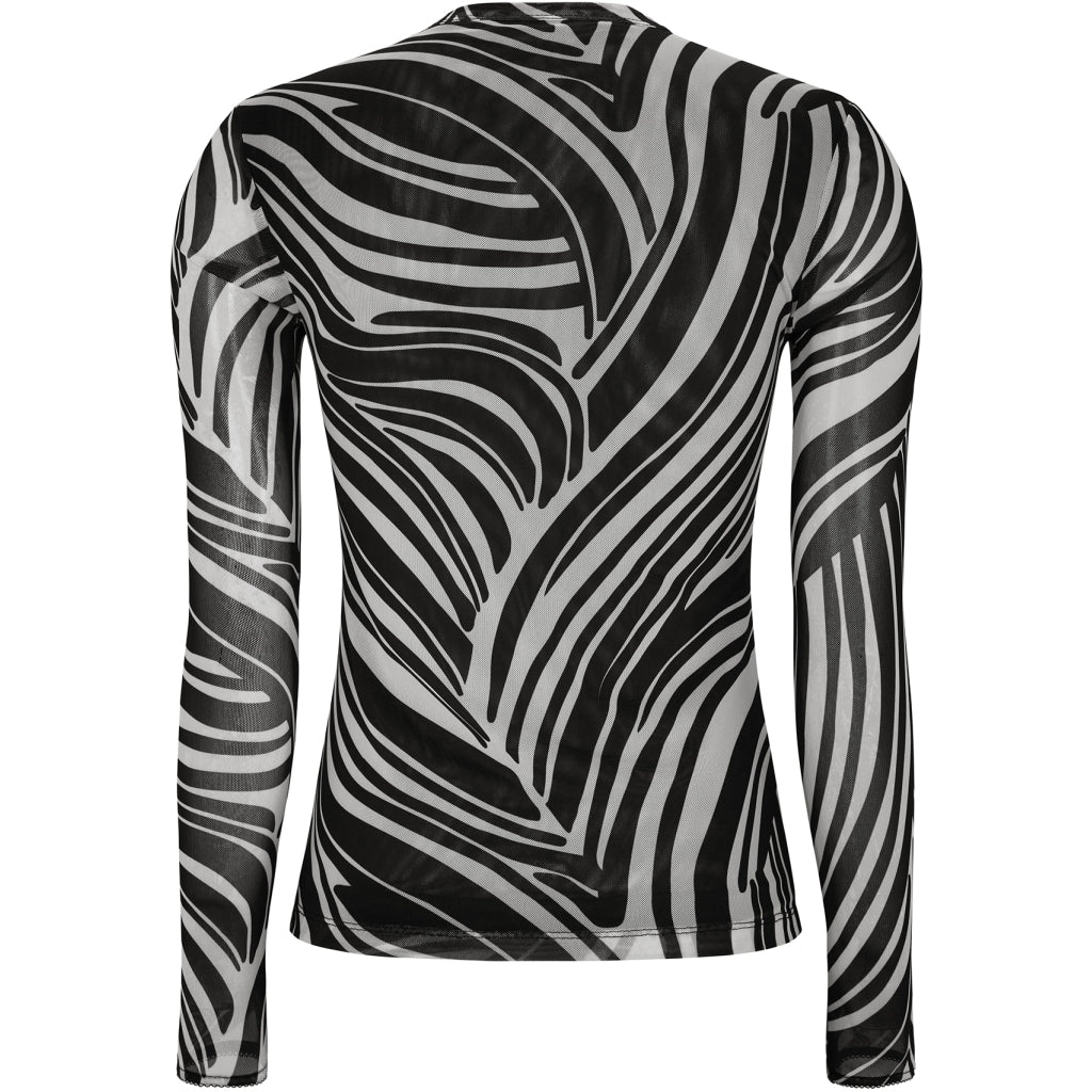 Soft Rebels Maryam Top Langærmet Zebra Print Sort