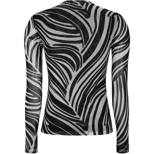 Soft Rebels Maryam Top Langærmet Zebra Print Sort