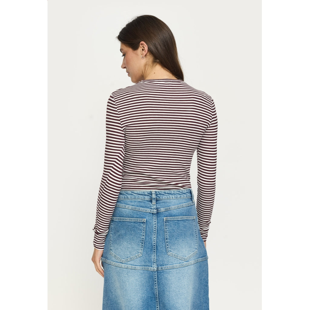 Soft Rebels Fenja Top Stribet O-Neck Vinyard Wine Rød