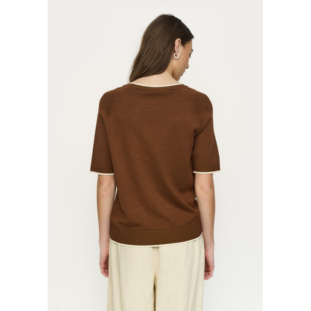 Soft Rebels Marla Contrast Strik Kortærmet Bison Brun