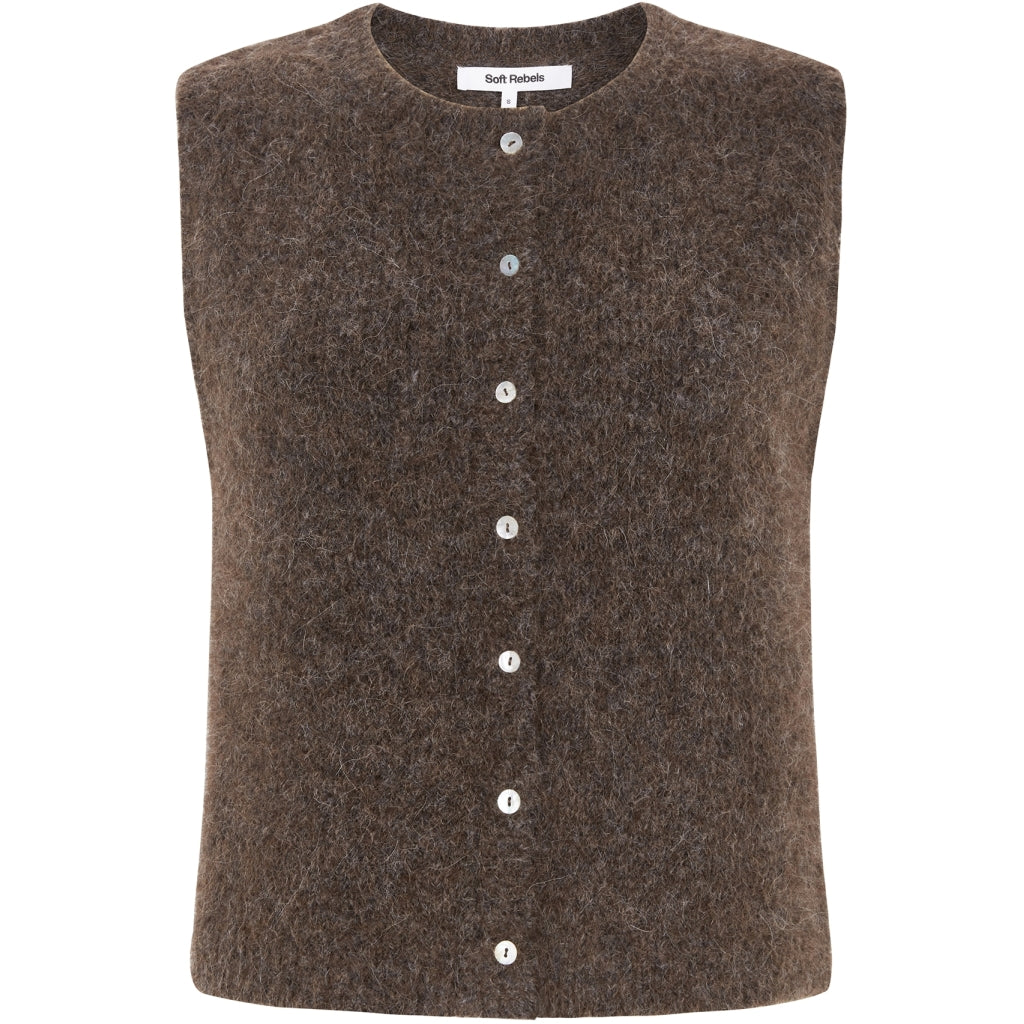 Soft Rebels Camilla Strik Vest Demitasse Melange Brun
