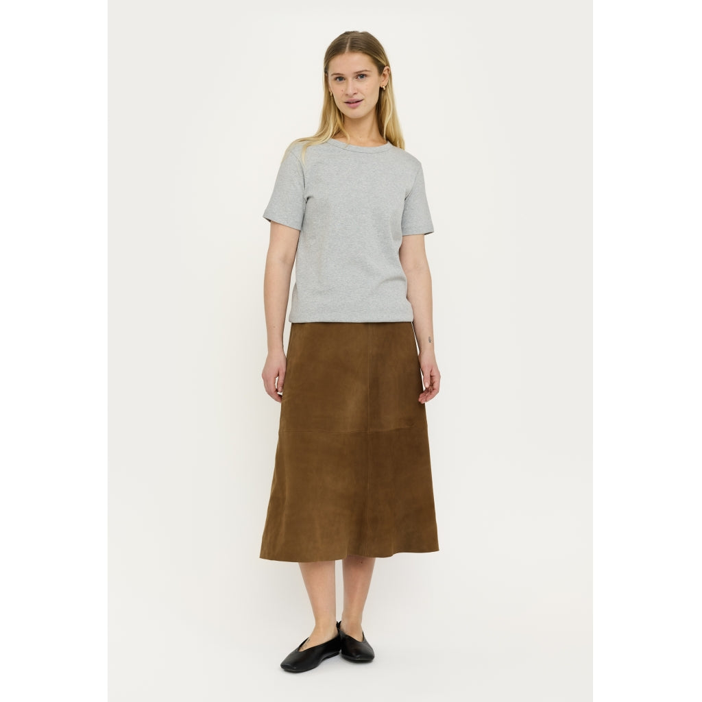 Soft Rebels Petra Suede Nederdel Sepia Brun
