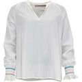 CostaMani Smock Skjorte Hvid m Grøn Rosa Cuff