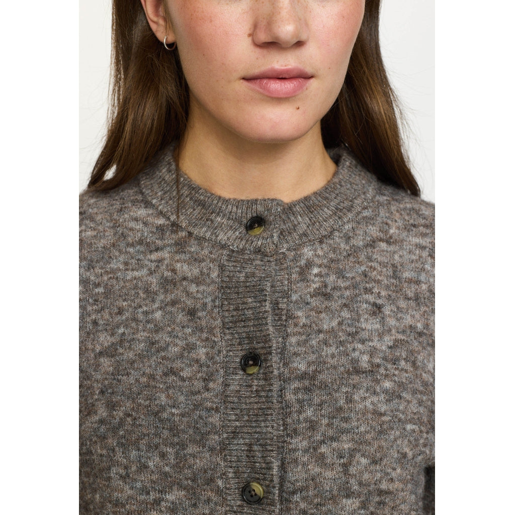 Soft Rebels Allison O-Neck Strik Cardigan Demitasse Melange Grå