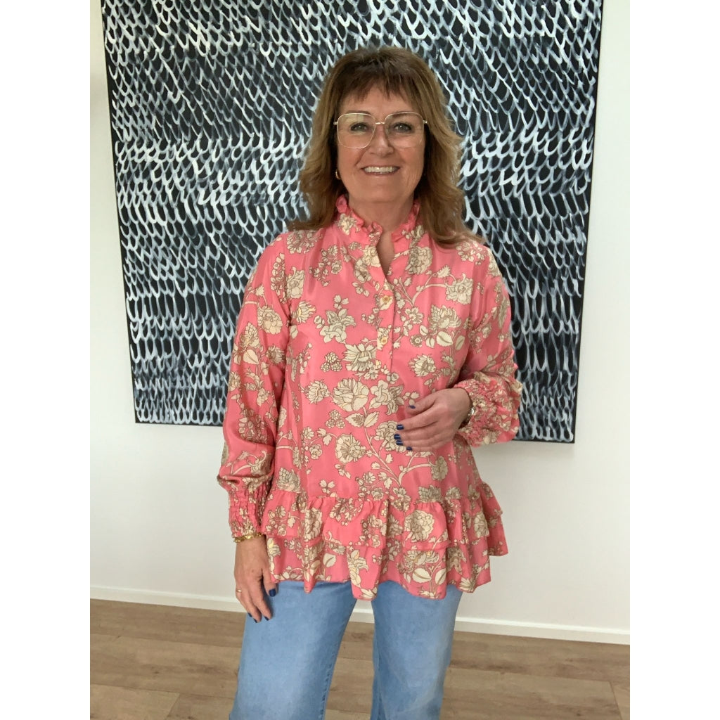 WILTO Annie Bluse Langærmet Blomster Sorbet