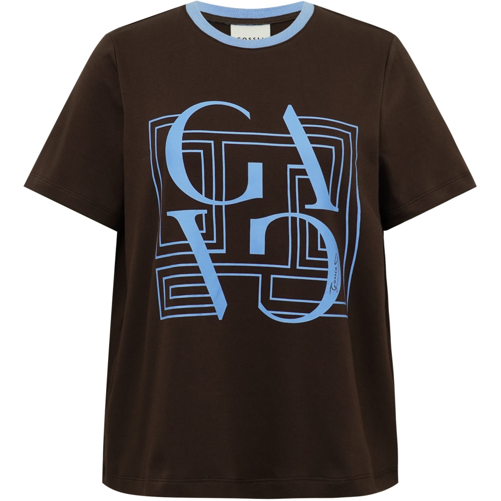GOSSIA BasGO T-shirt Print Chocolate Brun Blå