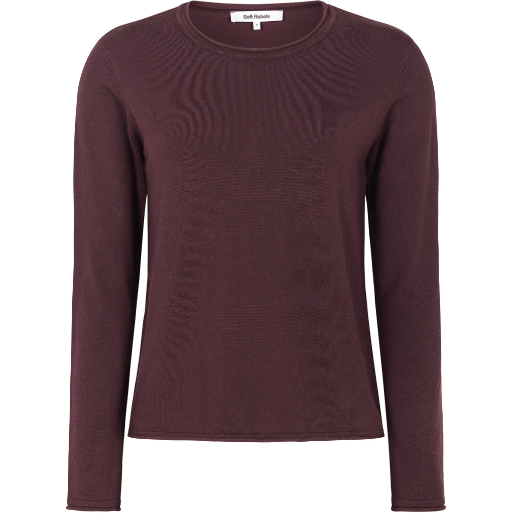 Soft Rebels Marla Strik O-Neck Roll Edge Vinyard Wine Rød