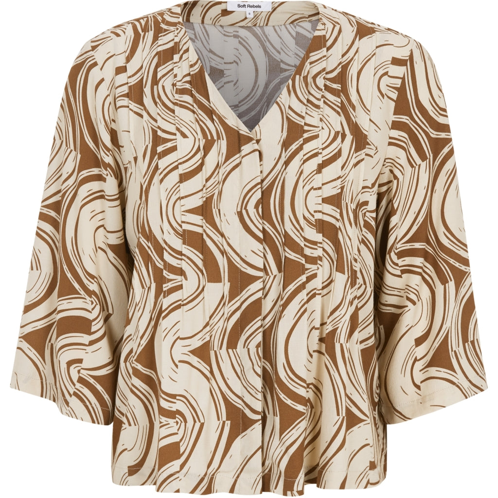 Soft Rebels Cline Skjorte Graphic Bison Brun