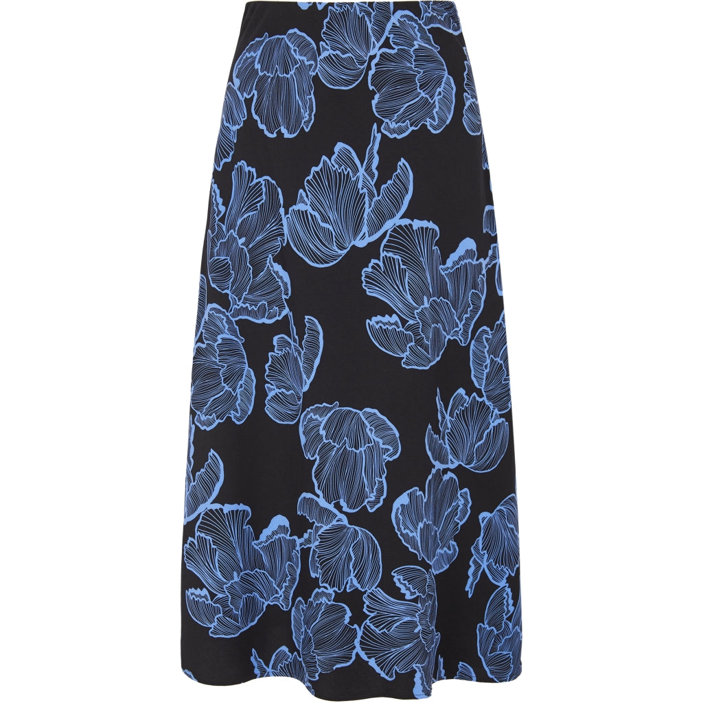 Soft Rebels Hanni Midi Nederdel Blomster Frill Sort