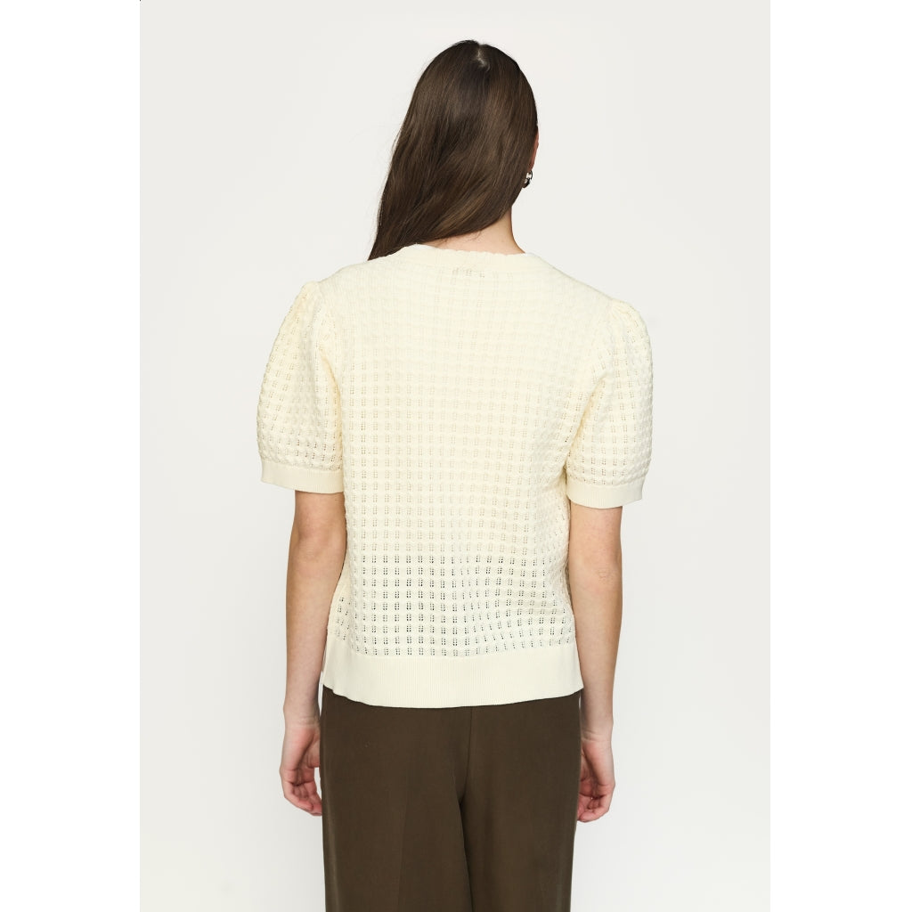 Soft Rebels Alarice Strik Cardigan Kortærmet Artic Wolf Creme