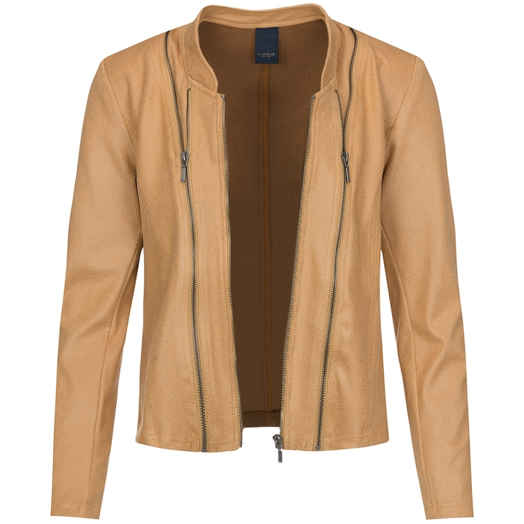 One Two Athena Faux Læder Jakke Camel Brun