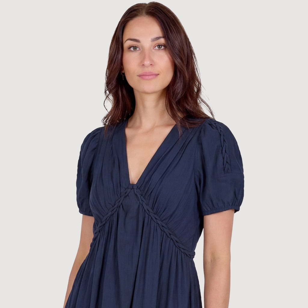 Nü Denmark Dalia Kjole Kortærmet Navy Blå