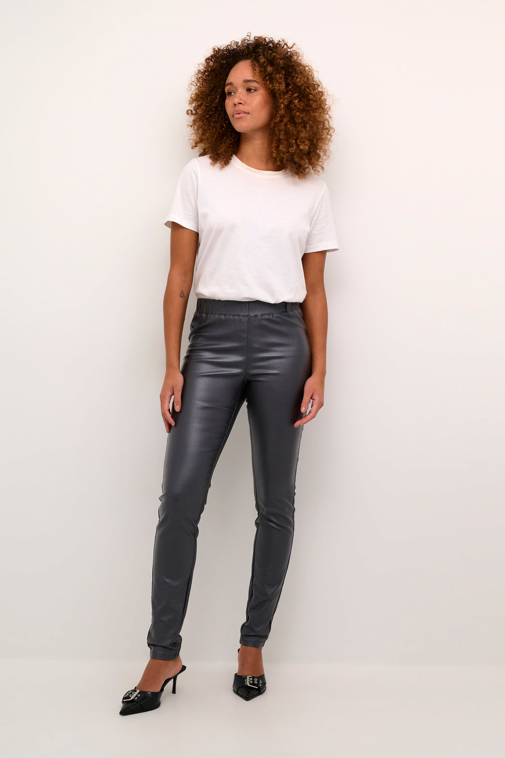 KAFFE Ada Leggings Coated Oyster Sort