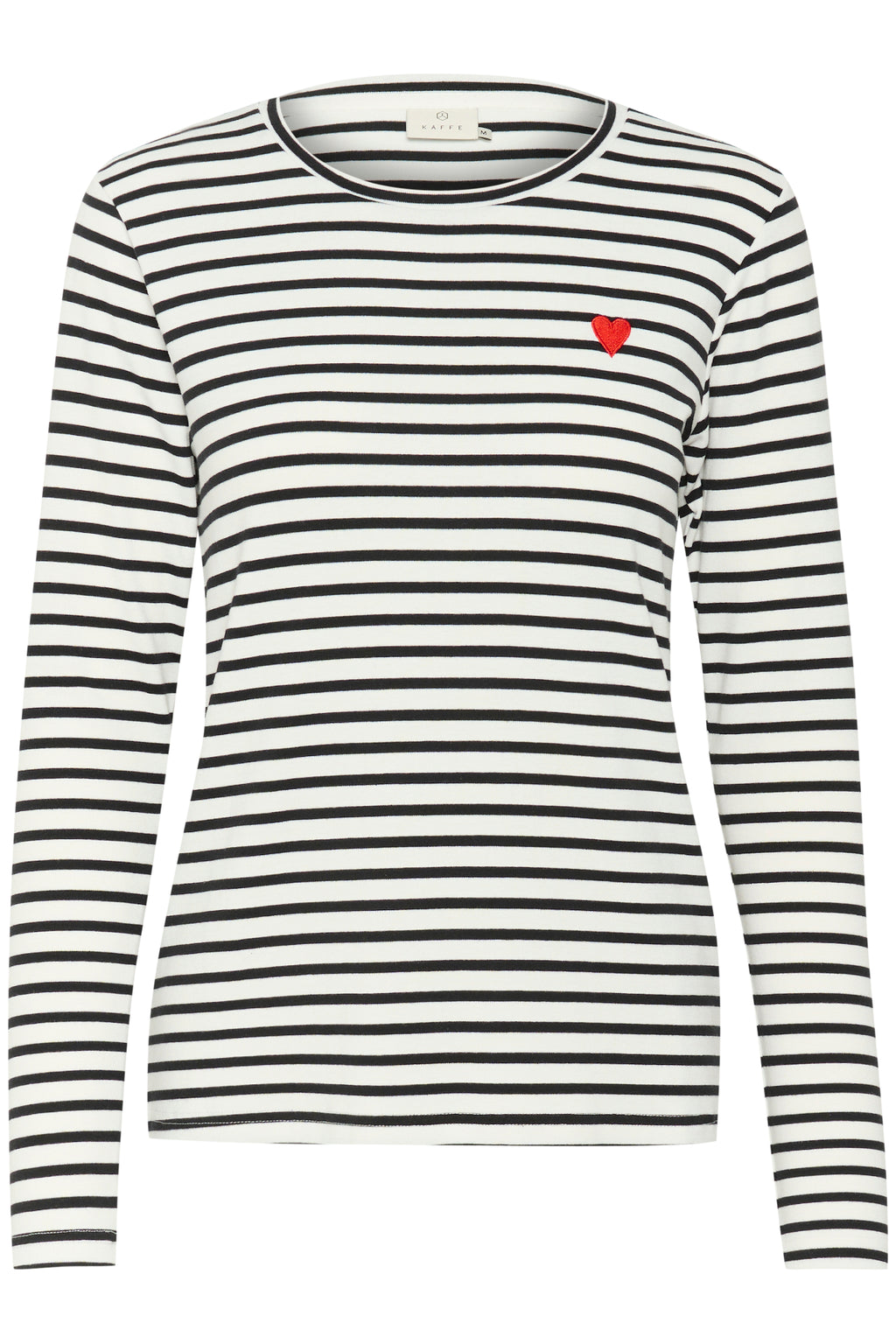 KAFFE Liddy T-shirt Stribet Chalk Hvid Fiery Sort