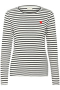 KAFFE Liddy T-shirt Stribet Chalk Hvid Fiery Sort