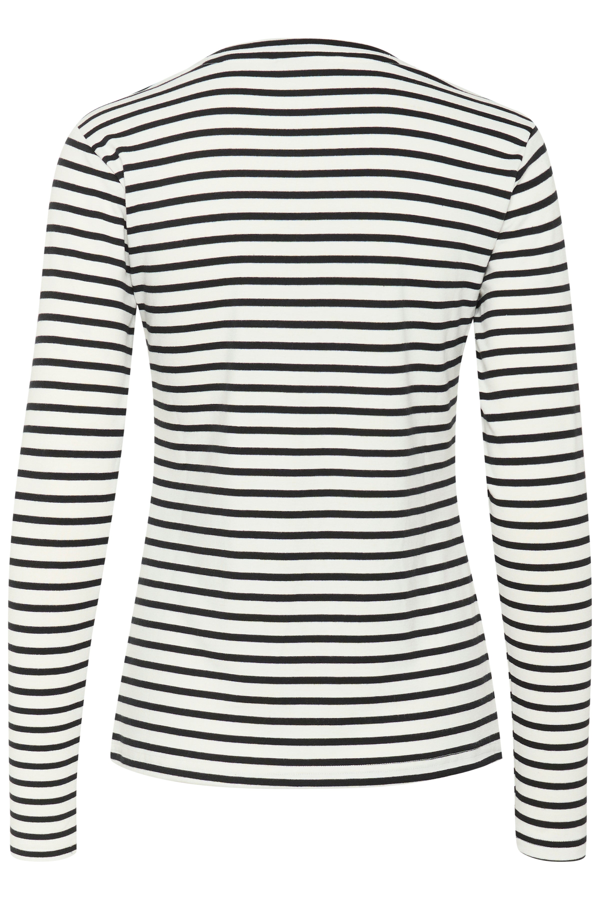 KAFFE Liddy T-shirt Stribet Chalk Hvid Fiery Sort