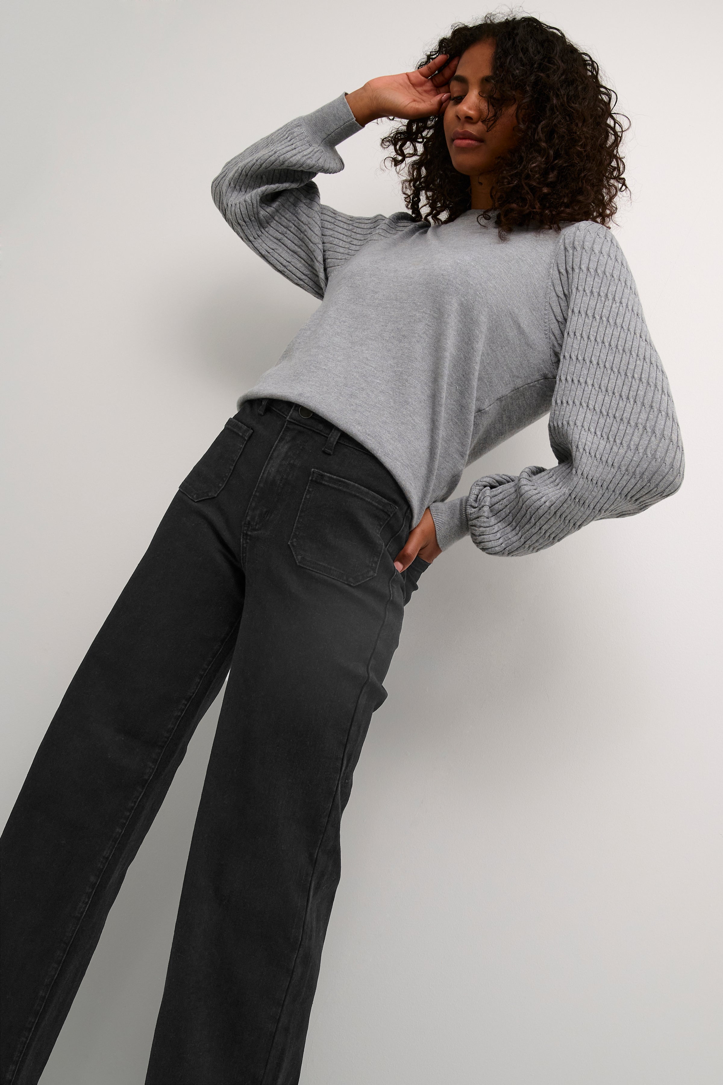 KAFFE Karla Jeans Wide High Waist Deep Sort