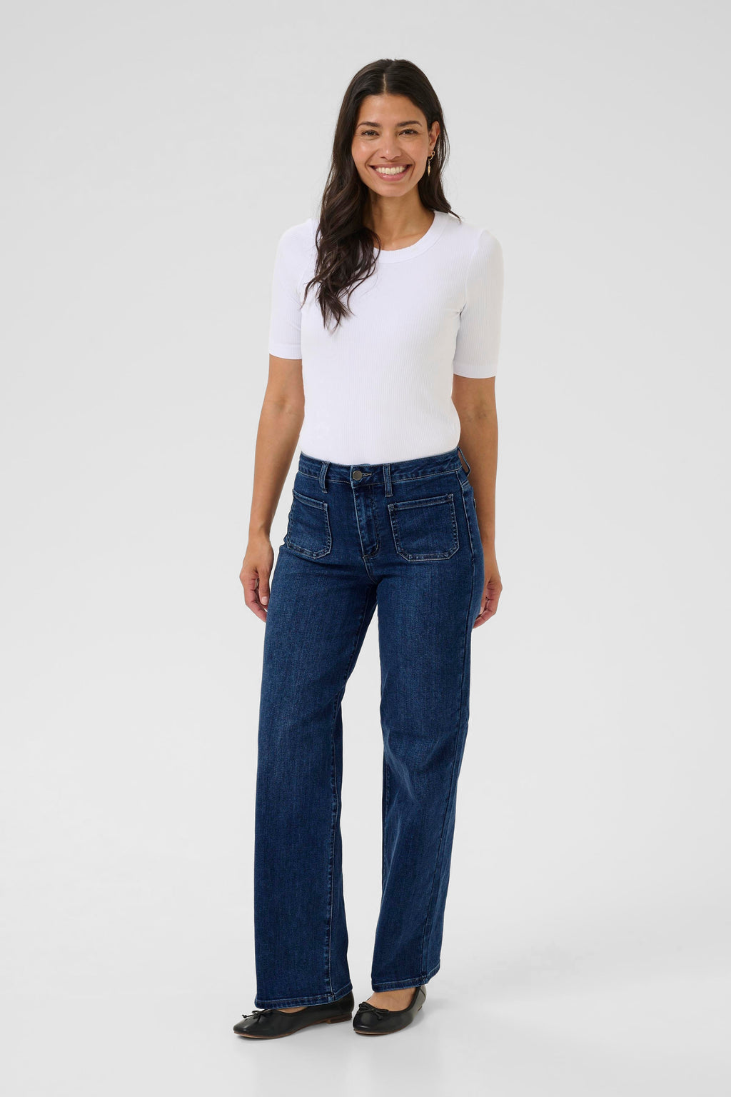 KAFFE Karla Jeans Wide High Waist Medium Blå