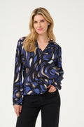 KAFFE Ditte Bluse Abstract Blå Grå