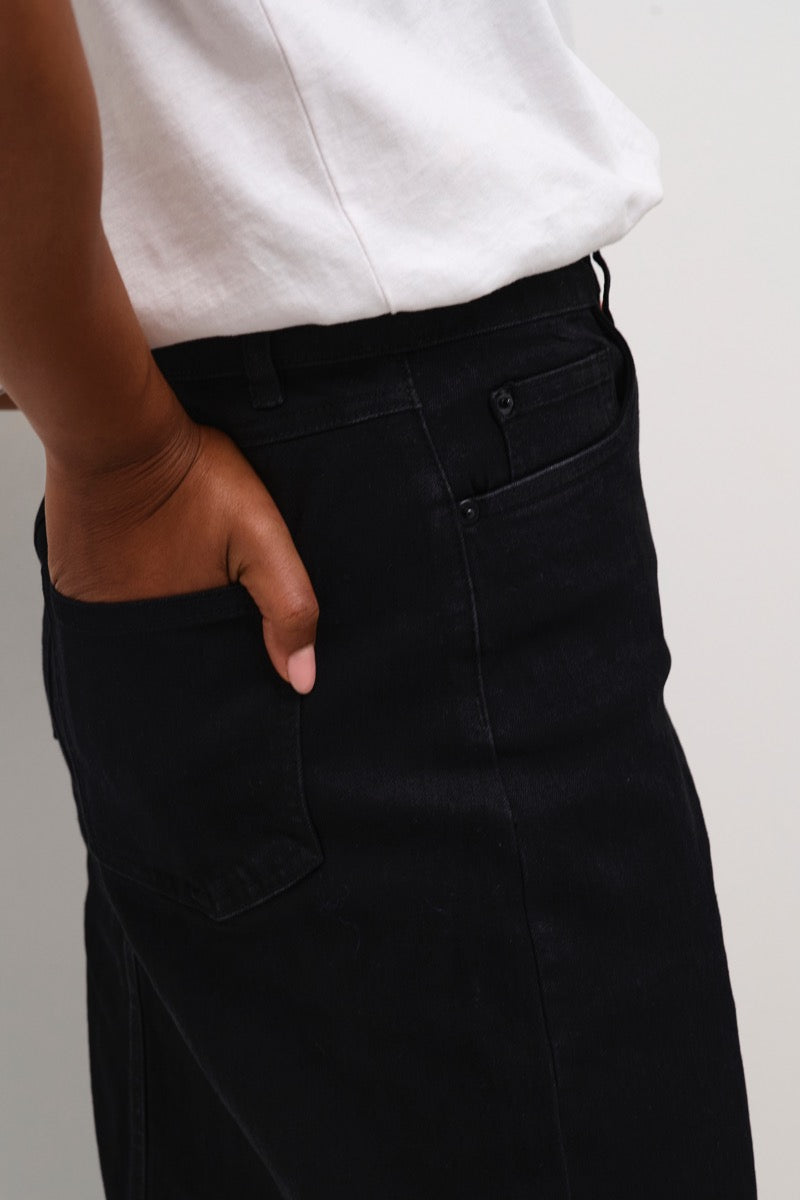 Kaffe Sinem HW Denim Nederdel Sort