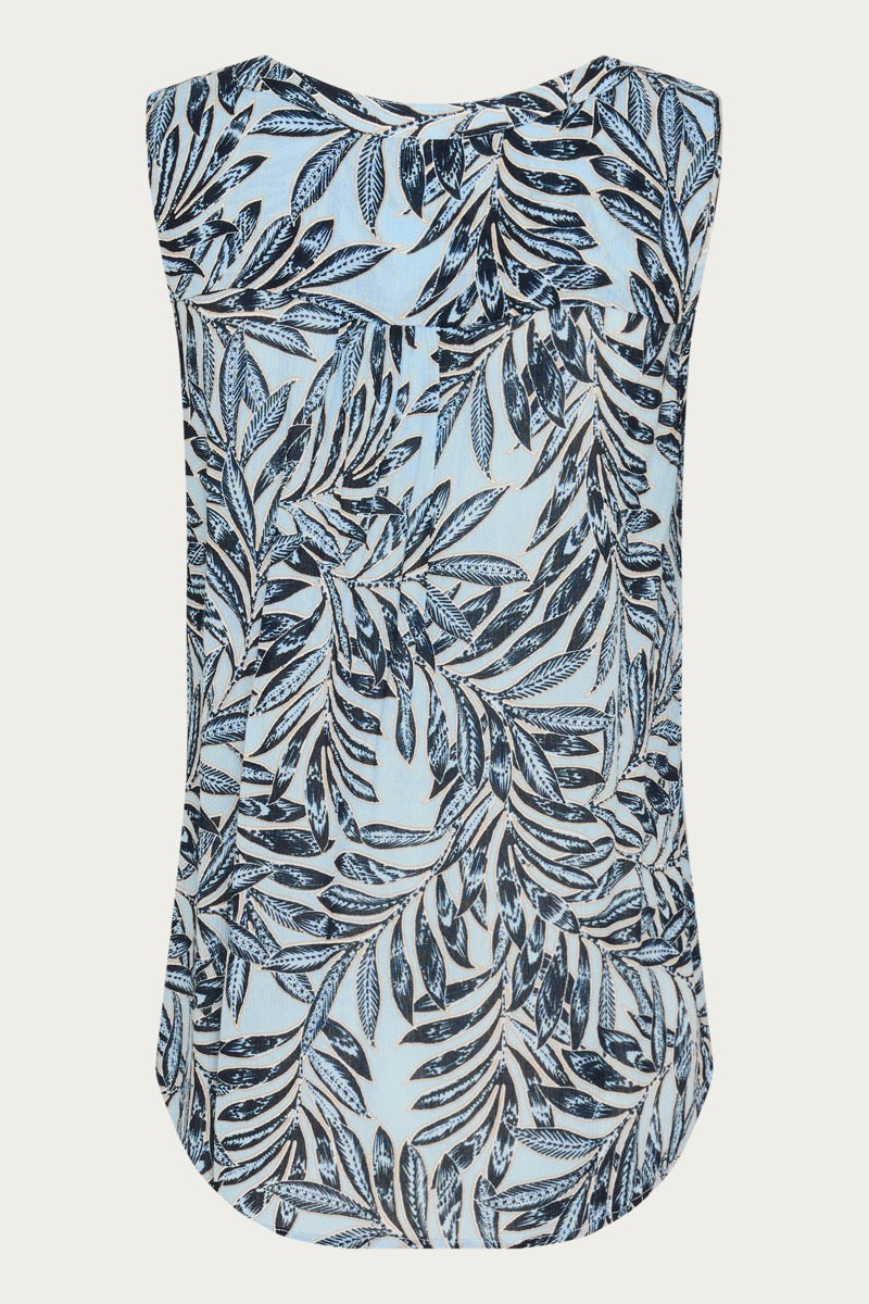 KAFFE Amber Top Print Leaf Blå