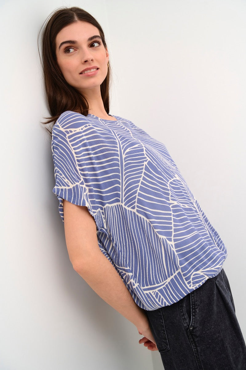 KAFFE Amber Bluse Kortærmet Indigo Blå
