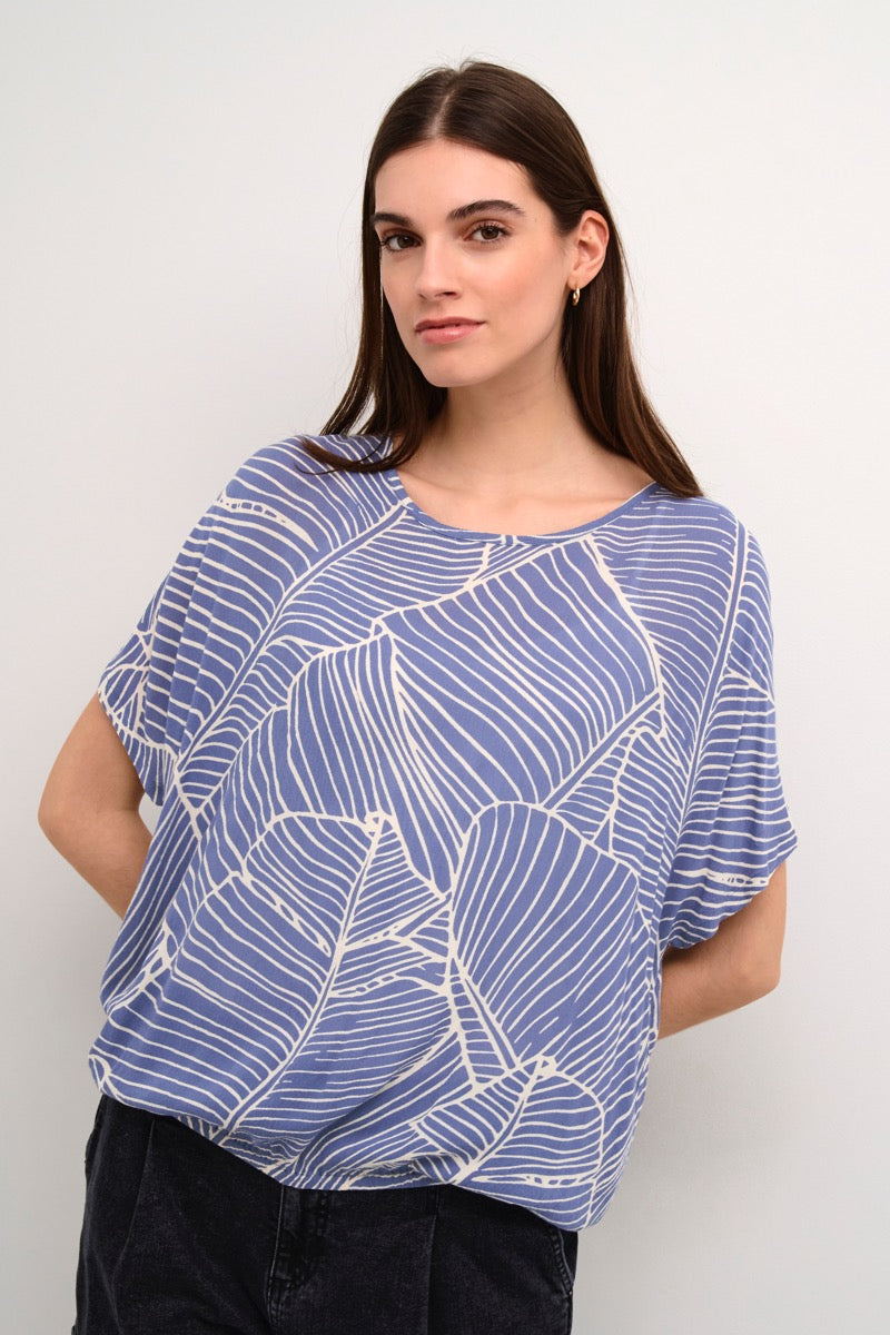 KAFFE Amber Bluse Kortærmet Indigo Blå