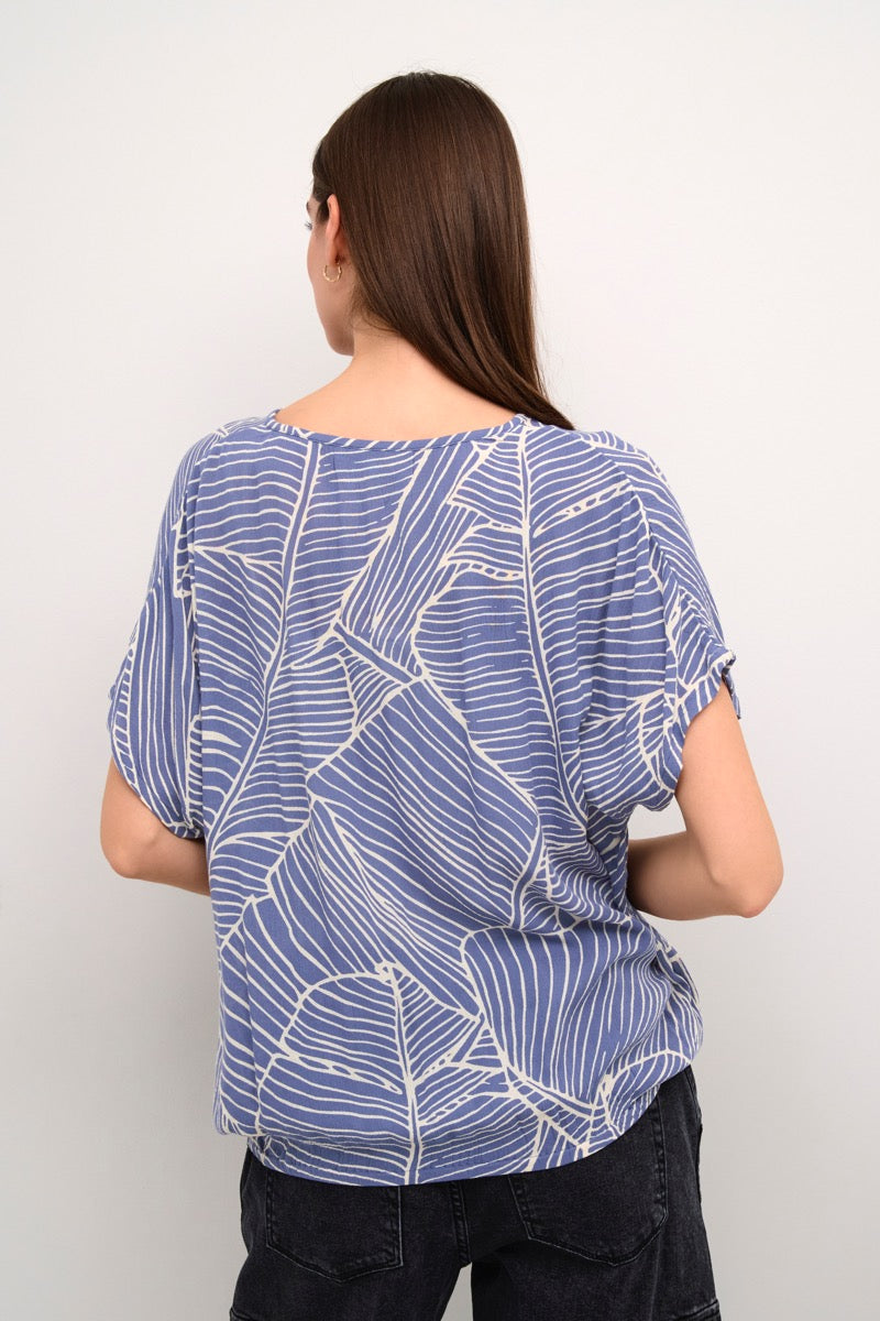 KAFFE Amber Bluse Kortærmet Indigo Blå