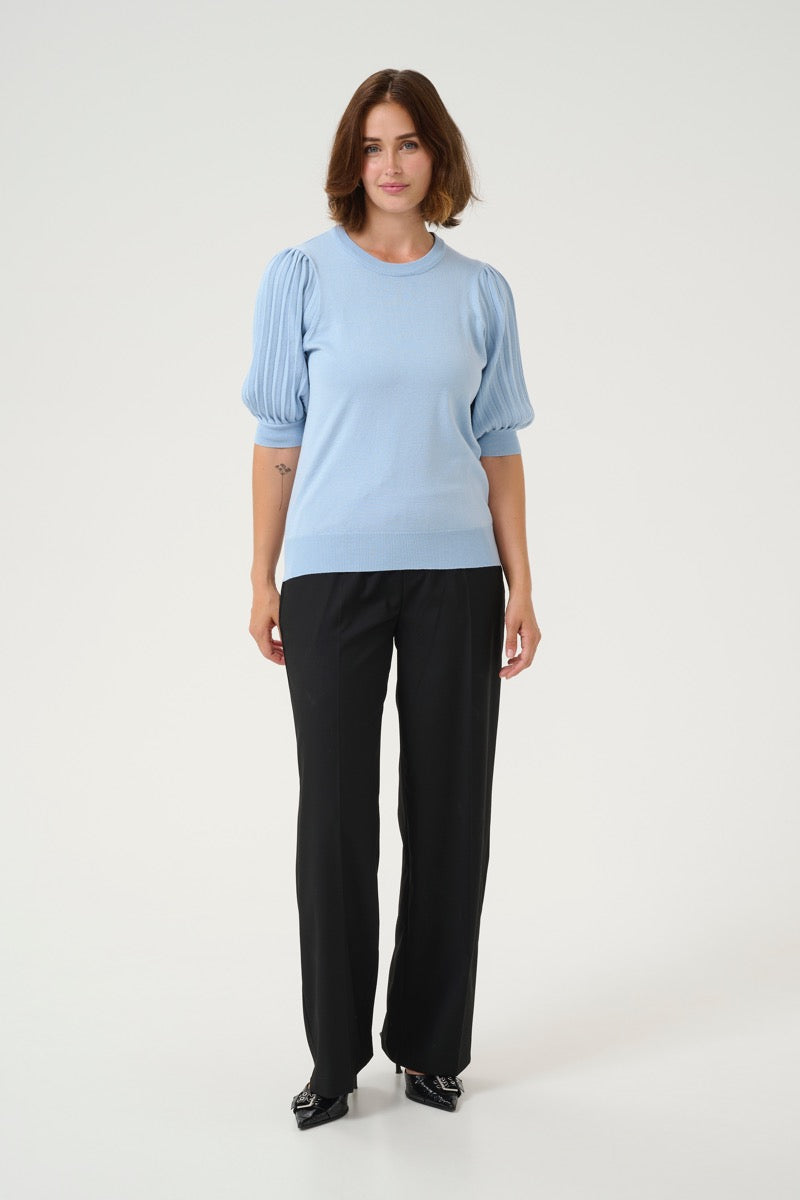 KAFFE Lone Strik Pullover 1/2 SL Soft Chambray Blå