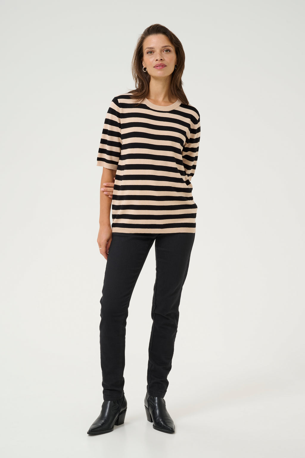 KAFFE Lizza Strik Pullover Stribet Smoke Grå Sort