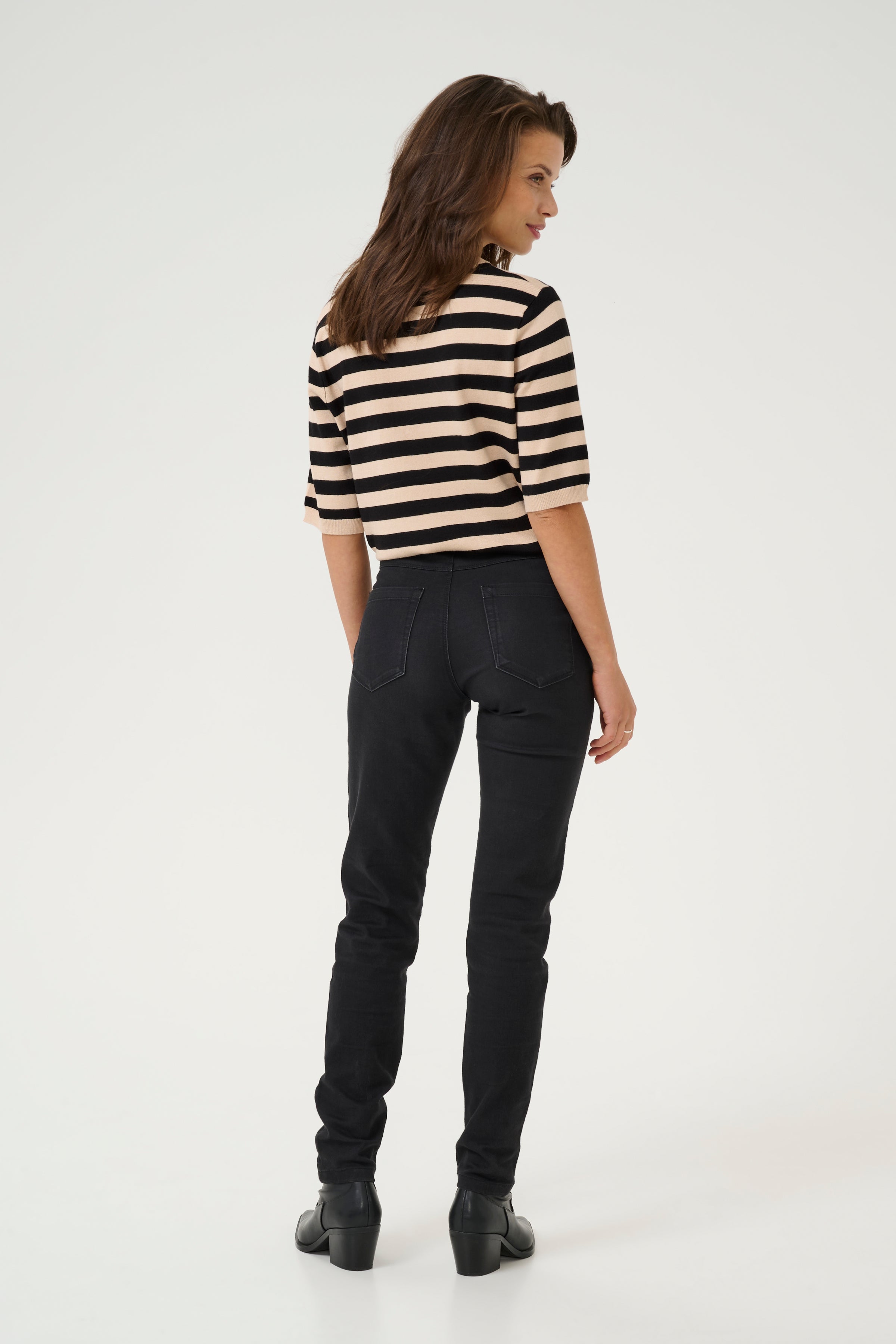 KAFFE Lizza Strik Pullover Stribet Smoke Grå Sort