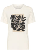 KAFFE Thora T-shirt Blomster Chalk Hvid