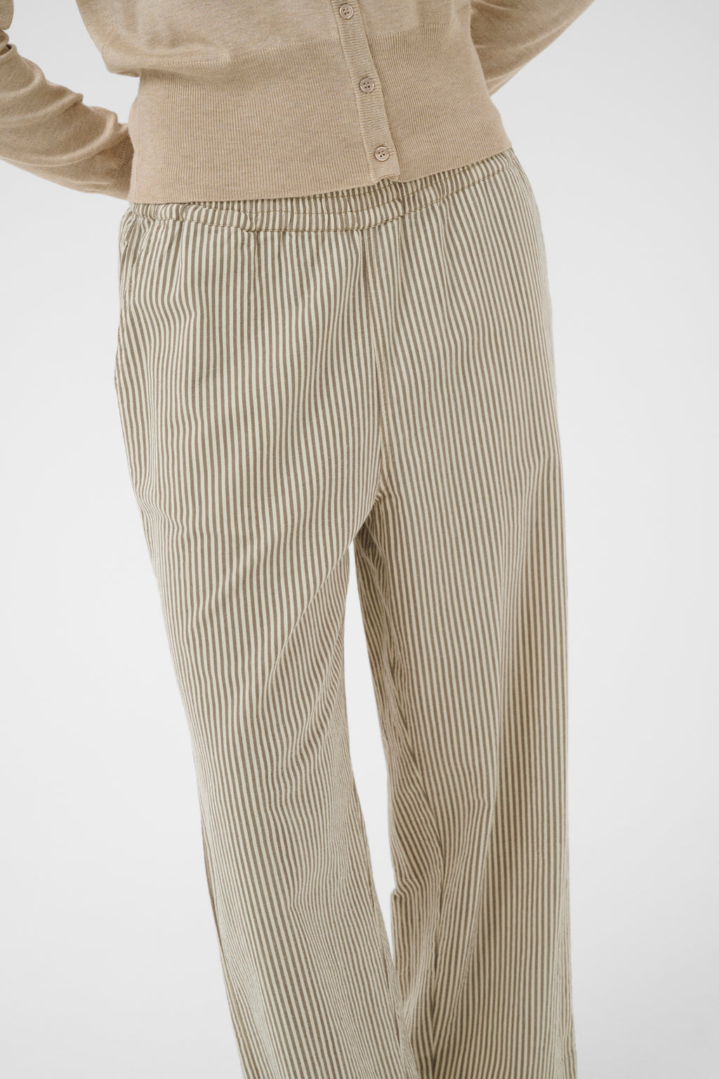 KAFFE Naya Culotte Bukser Stribet Brindle Turtledove Hvid Brun